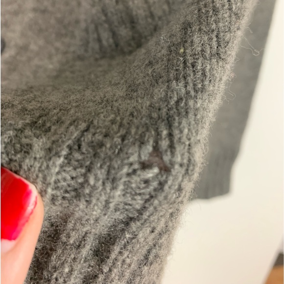 Garnet Hill Womens 100% Lambswool Cardigan Medium Grey Mock Neck Beading *Read - Picture 9 of 14